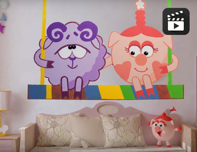 Яркий дизайн детской комнаты Мультяшная детская